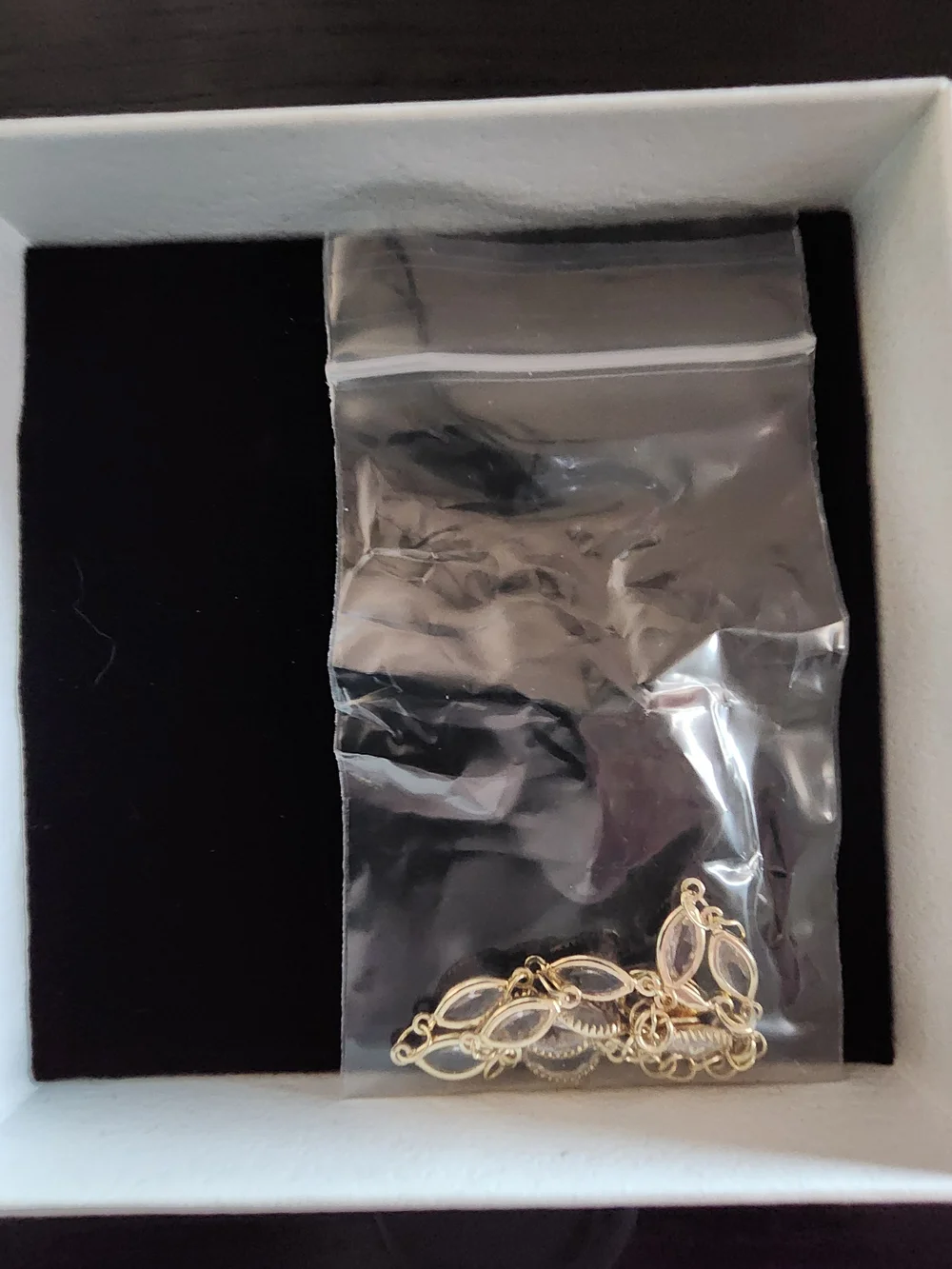 Delicate Gold-Link Bracelet with Clear Marquise Stones